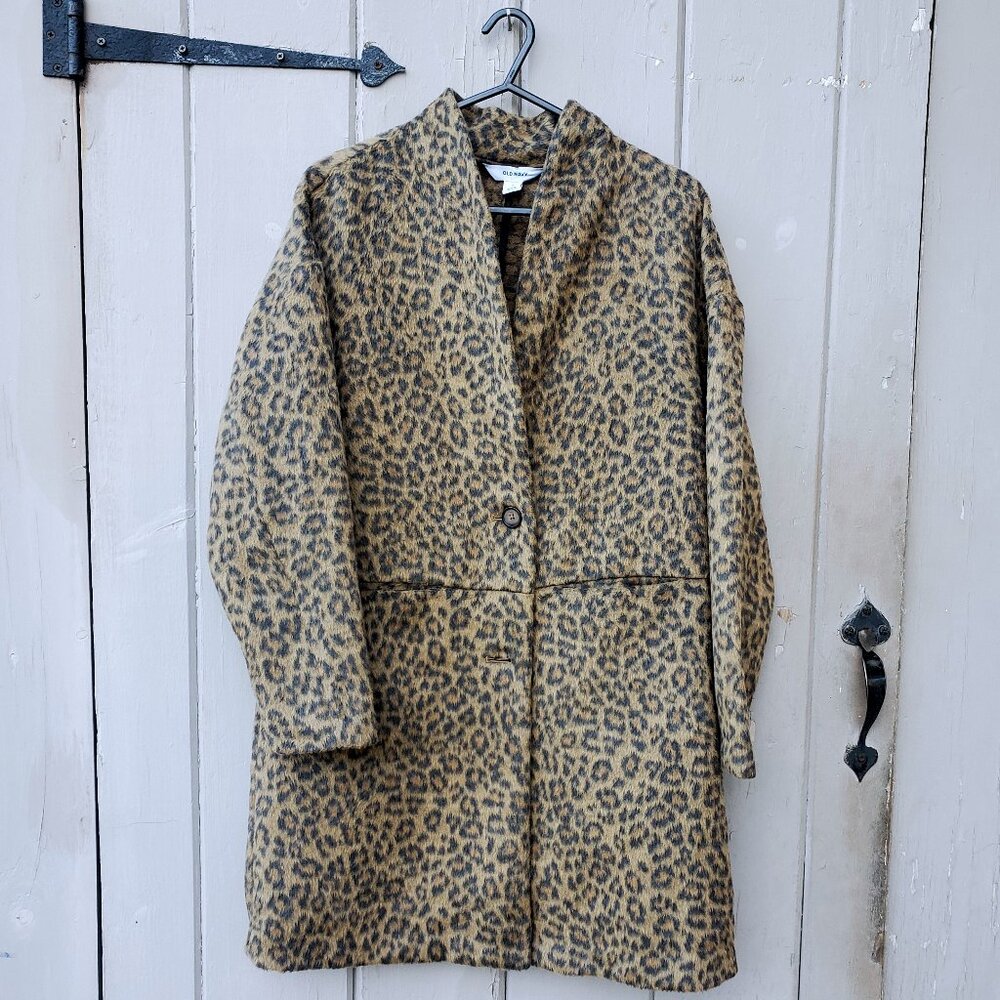 Winter Sale! Old Navy Leopard Print Long Line Cardigan Coat, Women's S